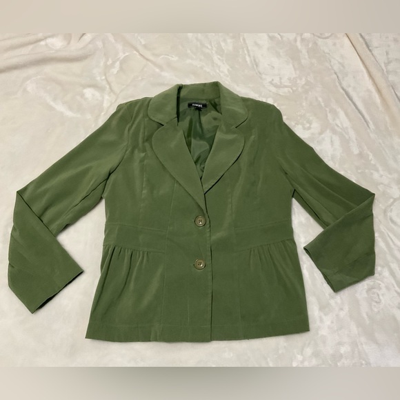 Elementz Jackets & Blazers - Elementz Petite Olive Green Blazer With Gathered Feminine Touch Large Petite